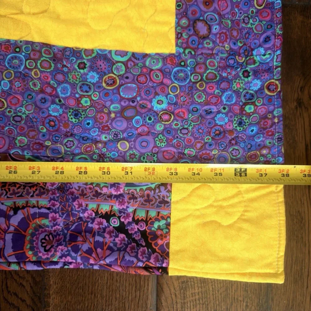 Handmade Groovy Patchwork Lap Quilt 46x38 Batik Paisley Floral Retro Boho Throw